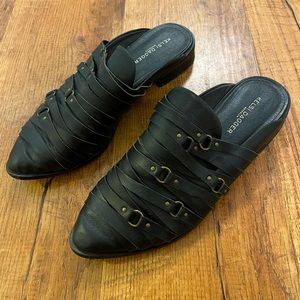 Kelsi Dagger Black Leather Mules Sz 9.5